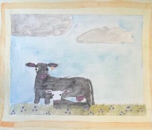 "Cow and Calf in Field" by Carolina Patterson